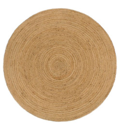 Tapis tressé réversible Bleu marine et naturel 120 cm Jute Rond