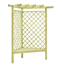 Pergola d'angle avec siège 130x130x197 cm Pin imprégné