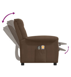 Fauteuil électrique de massage Marron Tissu microfibre