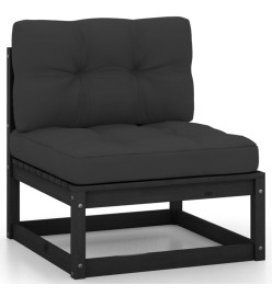 Salon de jardin 9 pcs avec coussins Noir Bois de pin massif