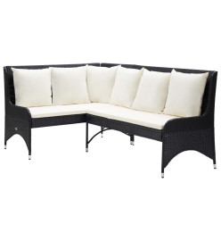 Canapés d'angle de jardin 2 pcs Résine tressée Noir