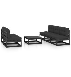 Salon de jardin 6 pcs avec coussins Bois de pin massif