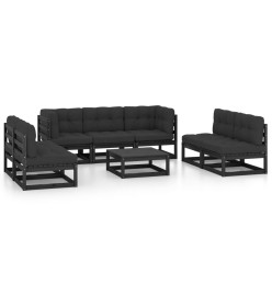Salon de jardin 8 pcs avec coussins Bois de pin massif