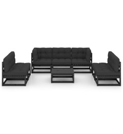 Salon de jardin 8 pcs avec coussins Bois de pin massif