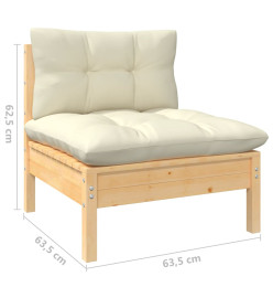 Salon de jardin 10 pcs avec coussins crème Bois de pin massif