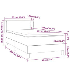 Lit à sommier tapissier avec matelas Noir 90x200 cm Tissu