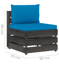 Salon de jardin 6 pcs avec coussins Bois imprégné de gris