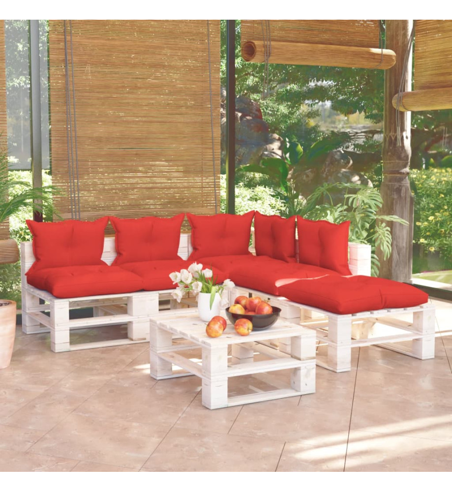 Salon palette de jardin 6 pcs avec coussins bois de pin Salon palette de jardin 6 pcs avec coussins bois de pin