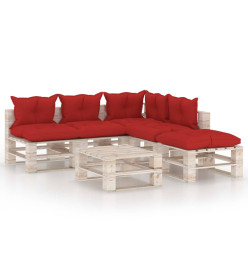 Salon palette de jardin 6 pcs avec coussins bois de pin