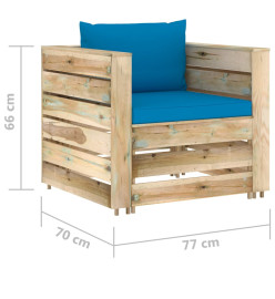 Salon de jardin 12 pcs avec coussins Bois imprégné de vert