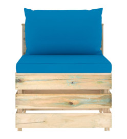 Salon de jardin 9 pcs avec coussins Bois imprégné de vert