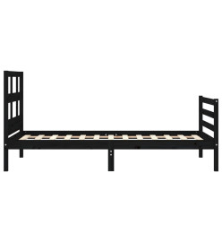 Cadre de lit avec tête de lit noir 90x200 cm bois massif