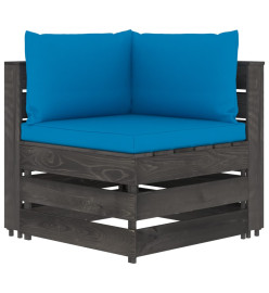Salon de jardin 8 pcs avec coussins Bois imprégné de gris