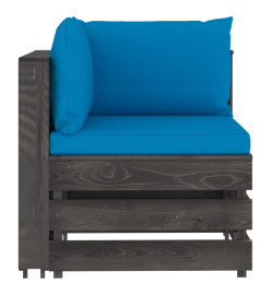 Salon de jardin 8 pcs avec coussins Bois imprégné de gris
