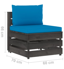 Salon de jardin 8 pcs avec coussins Bois imprégné de gris