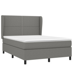 Lit à sommier tapissier avec matelas Gris foncé 140x200cm Tissu