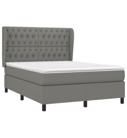 Lit à sommier tapissier avec matelas Gris foncé 140x200cm Tissu