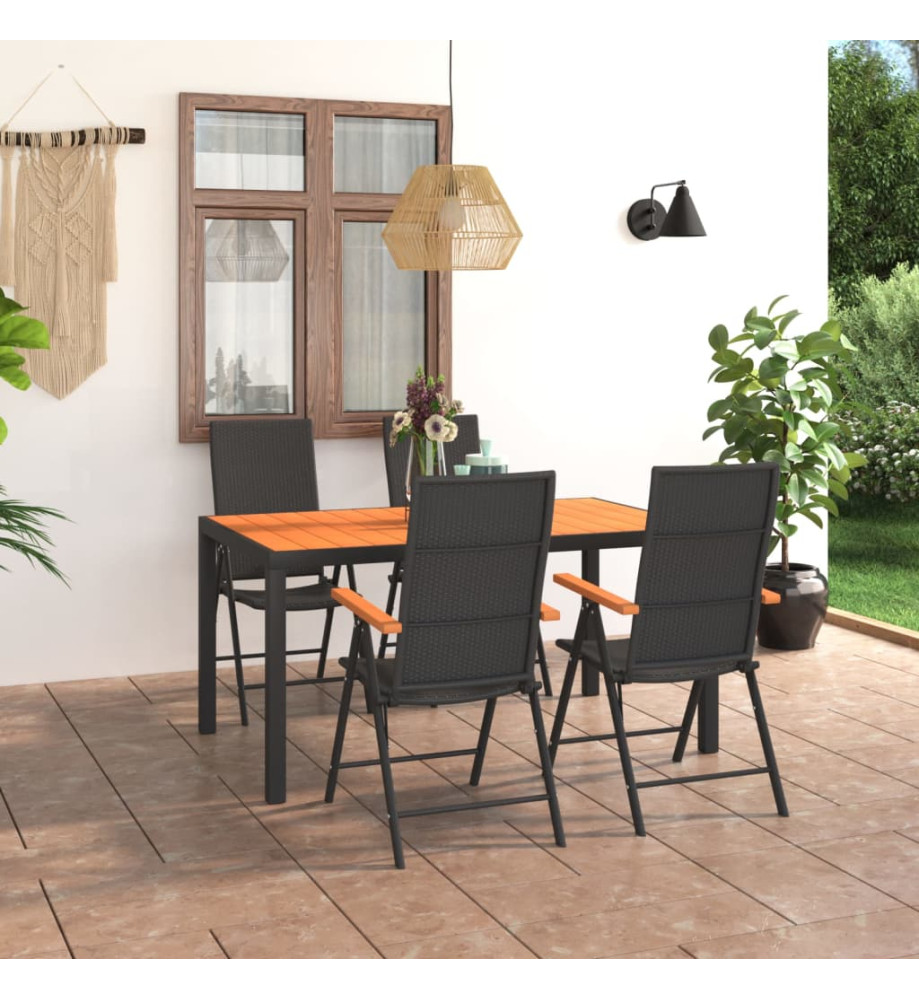 Ensemble de salle à manger de jardin 5 pcs Noir et marron Ensemble de salle à manger de jardin 5 pcs Noir et marron