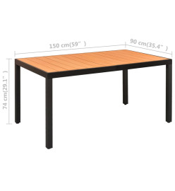 Ensemble de salle à manger de jardin 5 pcs Noir et marron