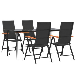 Ensemble à dîner de jardin 5 pcs Noir et marron Résine tressée