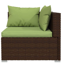 Salon de jardin 7 pcs avec coussins Résine tressée Marron