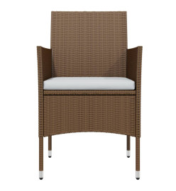 Mobilier de salle à manger de jardin coussins 7 pcs Marron/noir