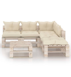 Salon palette de jardin 6 pcs avec coussins bois de pin