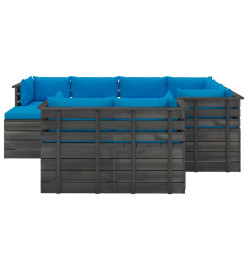 Salon palette de jardin 10 pcs avec coussins Bois de pin massif