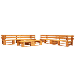 Salon de jardin palette 6 pcs avec coussins gris bois