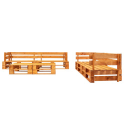 Salon de jardin palette 6 pcs avec coussins gris bois