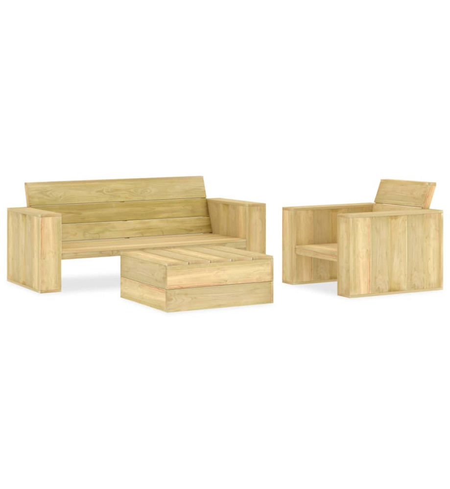 Salon de jardin 3 pcs Bois de pin imprégné Salon de jardin 3 pcs Bois de pin imprégné