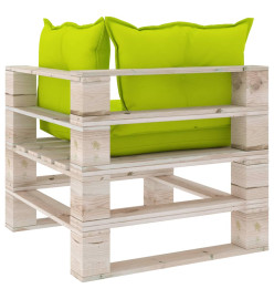 Canapé d'angle palette de jardin avec coussins bois de pin