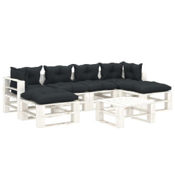 Salon palette de jardin 7 pcs avec coussins anthracite bois