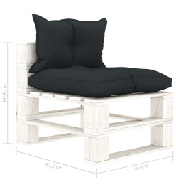 Salon palette de jardin 7 pcs avec coussins anthracite bois
