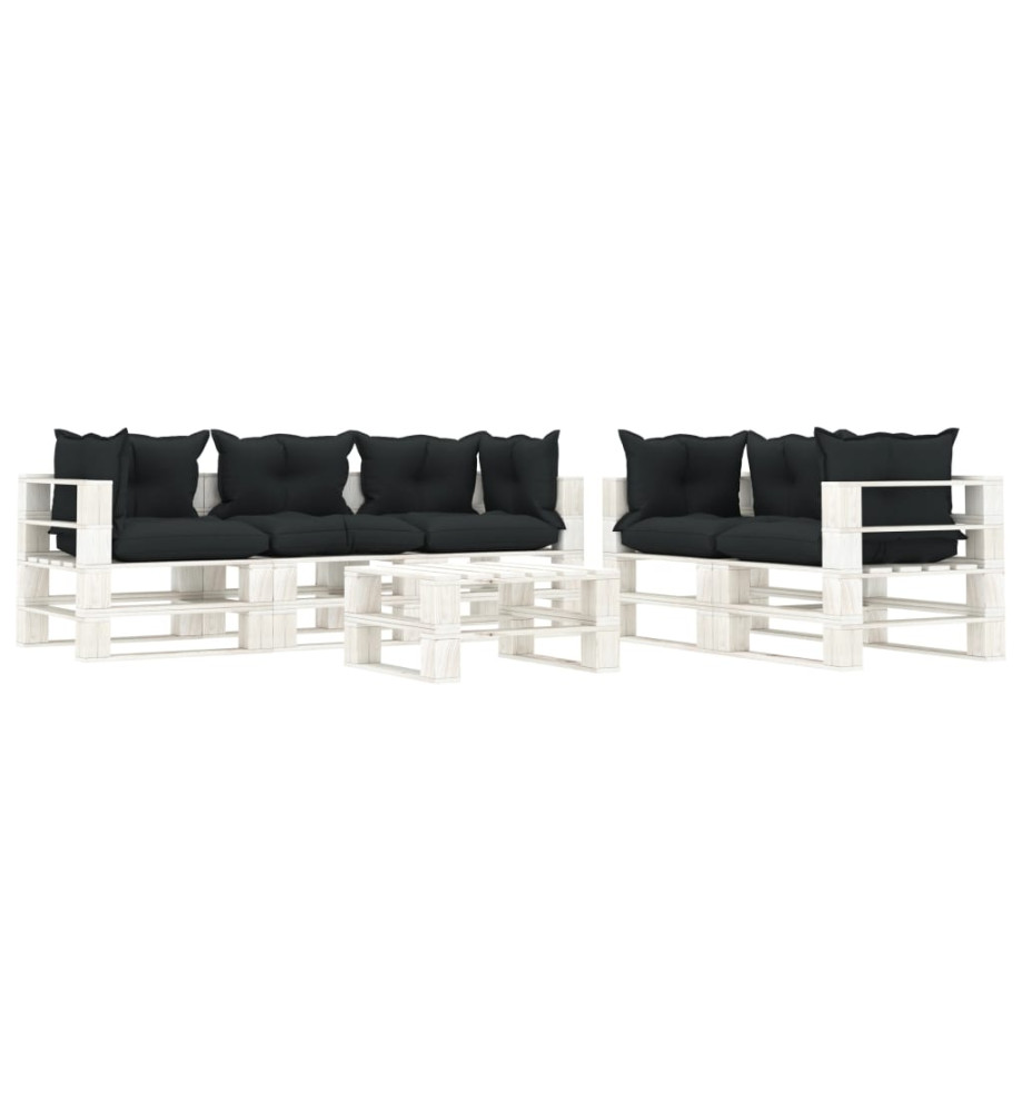 Salon palette de jardin 6 pcs avec coussins anthracite bois Salon palette de jardin 6 pcs avec coussins anthracite bois
