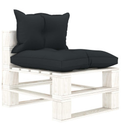 Salon palette de jardin 6 pcs avec coussins anthracite bois