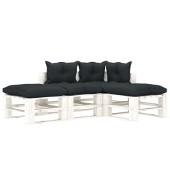 Salon palette de jardin 4 pcs avec coussins anthracite bois