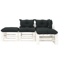 Salon palette de jardin 4 pcs avec coussins anthracite bois