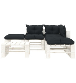 Salon palette de jardin 6 pcs avec coussins anthracite bois