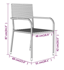 Ensemble de salle à manger de jardin 7 pcs Noir