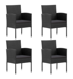 Mobilier à dîner de jardin et coussins 5pcs Noir Résine tressée