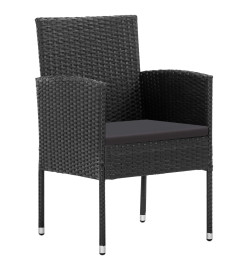 Mobilier à dîner de jardin et coussins 5pcs Noir Résine tressée