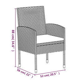 Mobilier à dîner de jardin et coussins 5pcs Noir Résine tressée