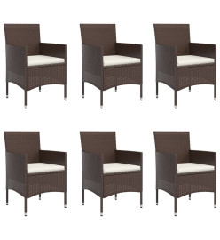 Mobilier de salle à manger de jardin coussins 7 pcs Marron/noir