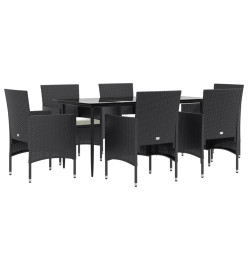 Mobilier de salle à manger de jardin avec coussins 7 pcs Noir