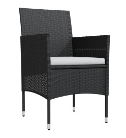 Ensemble de salle à manger de jardin avec coussins 5 pcs Noir