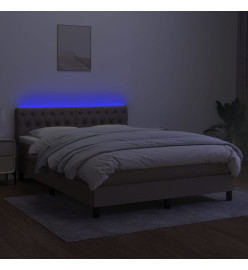 Sommier tapissier avec matelas et LED Taupe 140x200 cm Tissu