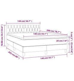 Sommier tapissier avec matelas et LED Taupe 140x200 cm Tissu