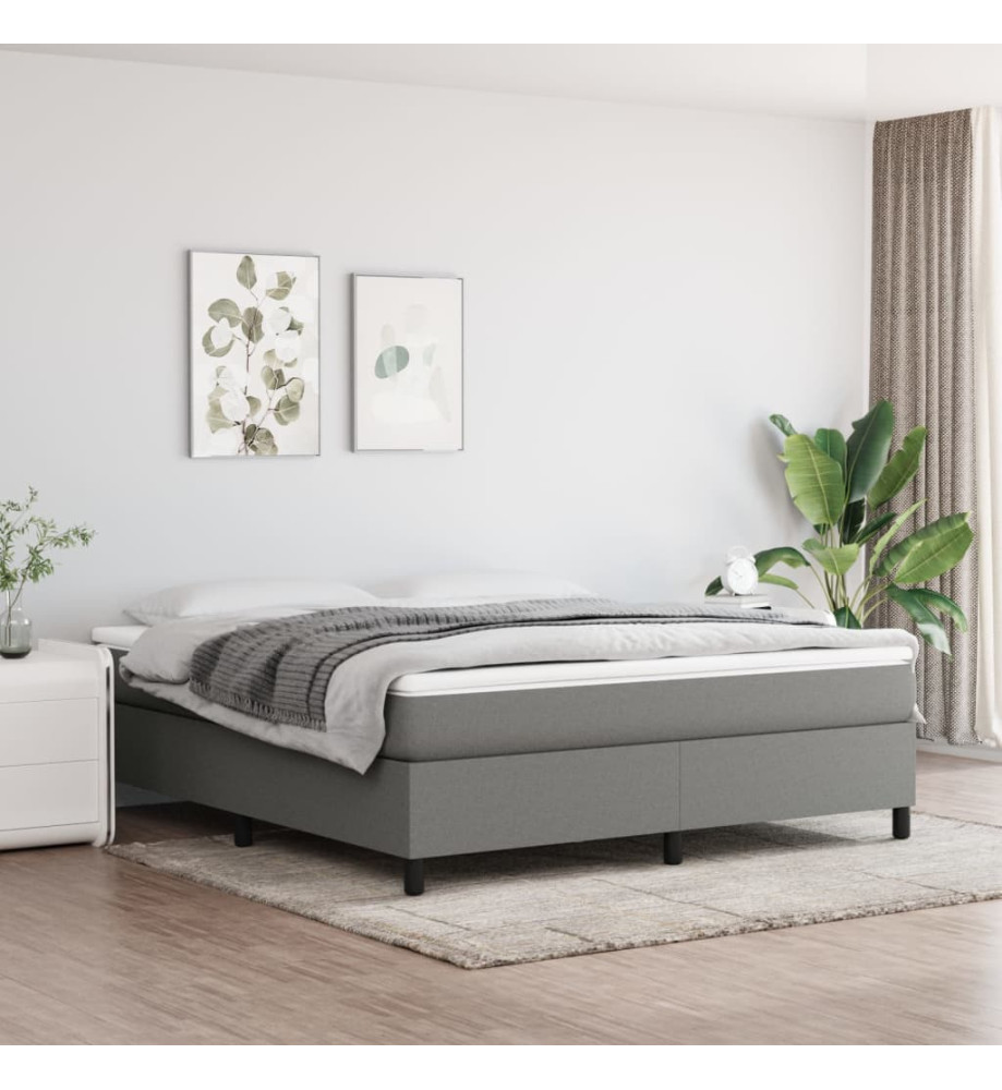 Lit à sommier tapissier avec matelas Gris foncé 160x200cm Tissu Lit à sommier tapissier avec matelas Gris foncé 160x200cm Tissu