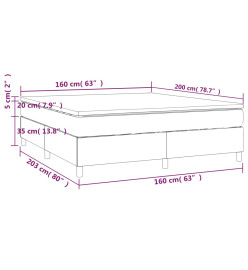 Lit à sommier tapissier avec matelas Gris foncé 160x200cm Tissu